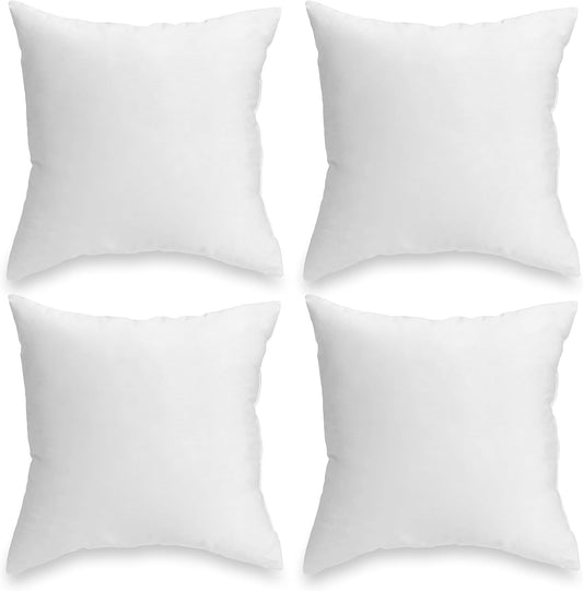 Foamily Throw Pillows Insert - (Pack of 4) Pillow 18" x 18" Inches for Bed and Couch - 100% Machine Washable Cotton Pillow - Indoor Decorative Throw Pillows for Couch & Bed @ M&A STYLES LTD