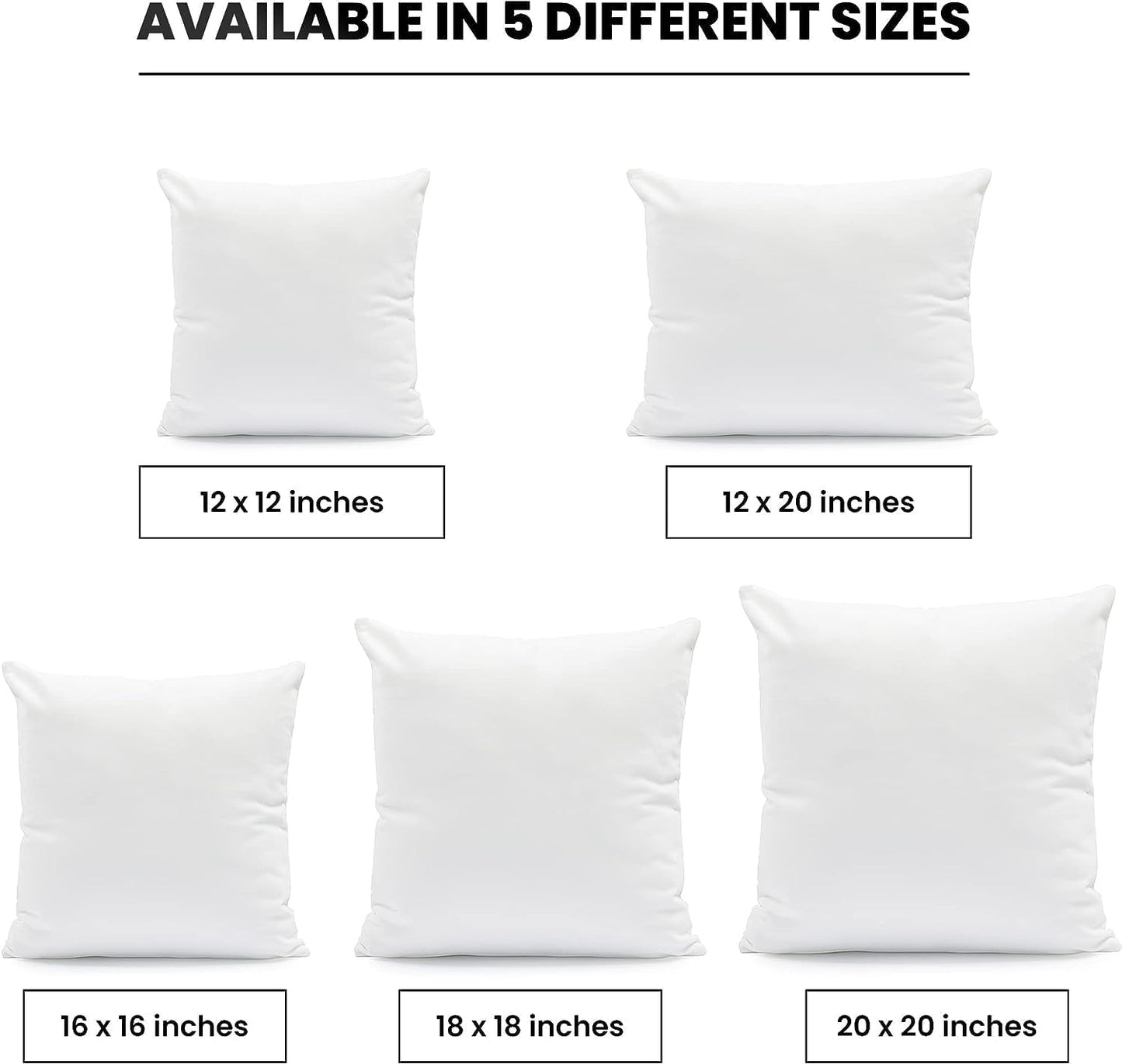 Foamily Throw Pillows Insert - (Pack of 4) Pillow 18" x 18" Inches for Bed and Couch - 100% Machine Washable Cotton Pillow - Indoor Decorative Throw Pillows for Couch & Bed @ M&A STYLES LTD