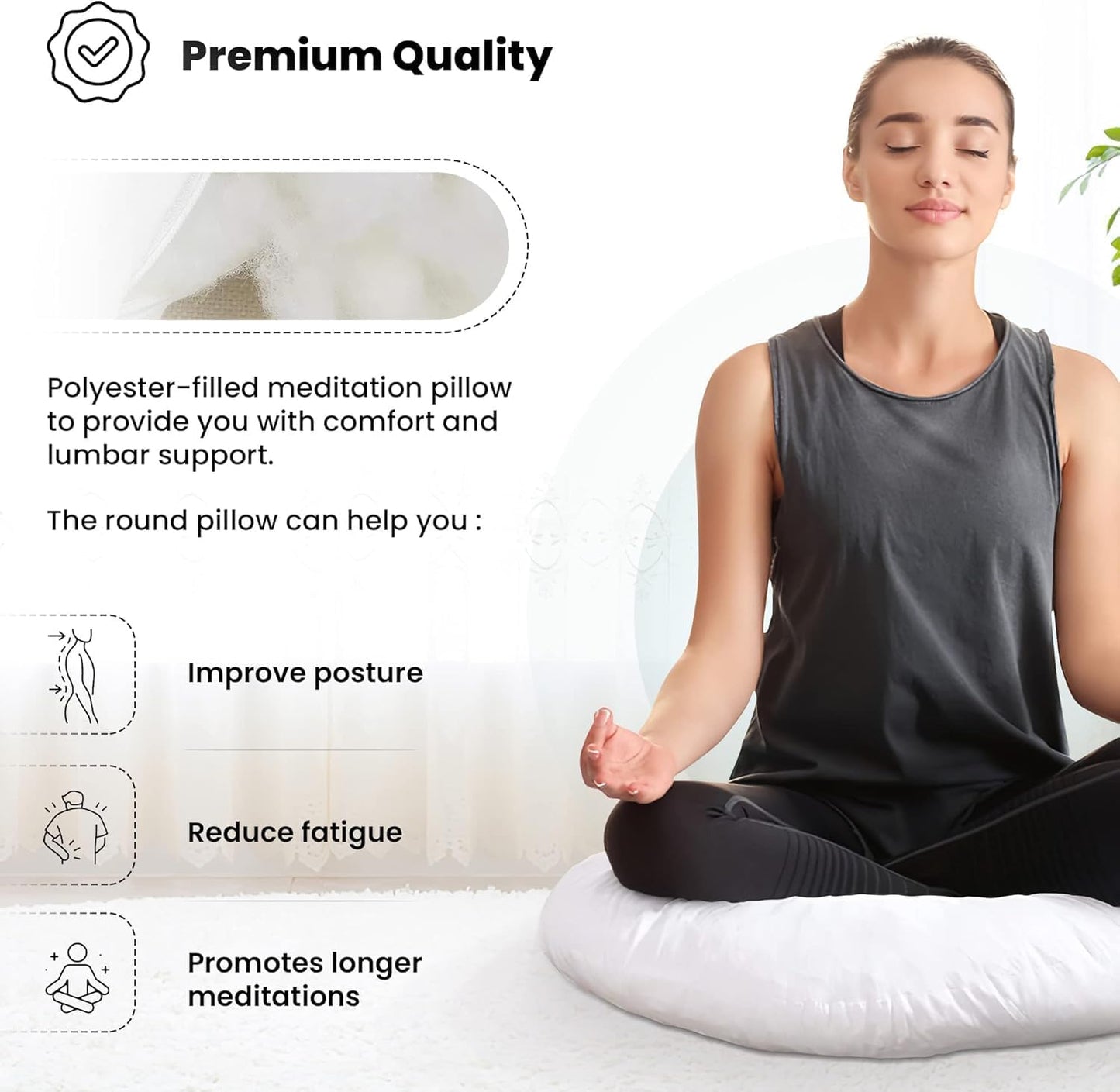 Foamily Round Throw Pillows 32" Premium Pillow Inserts for Couch or Bed Decorative Bedding - Made in USA @ M&A STYLES LTD