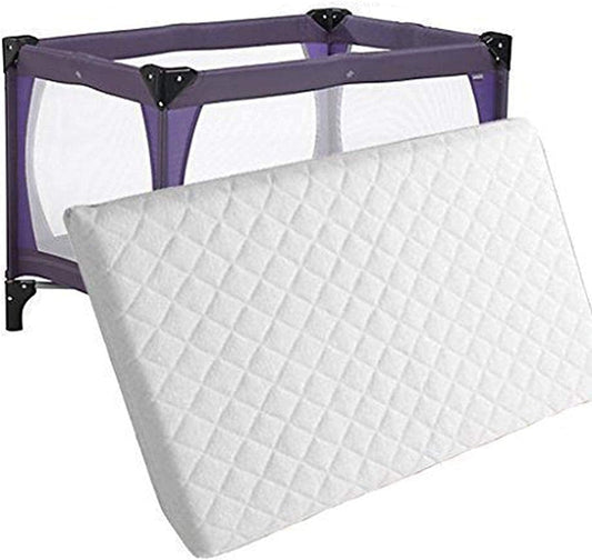 M&A STYLE Travel Cot Mattress - Fully Breathable/Removable Anti Allergenic Quilted Cover - Toddler Bedding Nursery Protector (95cm x 65cm x 5cm)