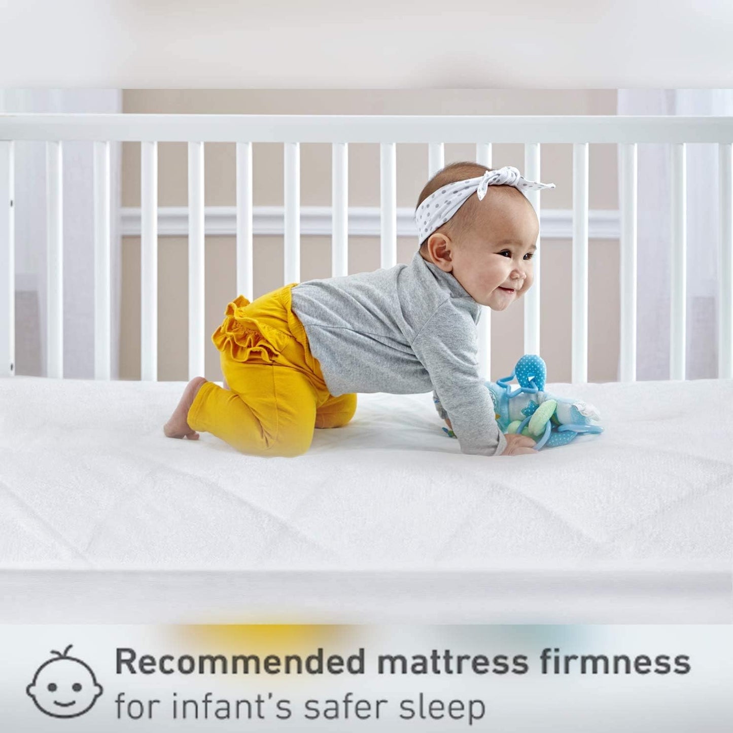 New Baby Travel Cot Foam/Mattress - Waterproof Cover | Extra Thick Quilted | Fits Most Graco/M&P Toddler Cots, Breathable | Anti Allergenic (95 x 65 x 5 cm)