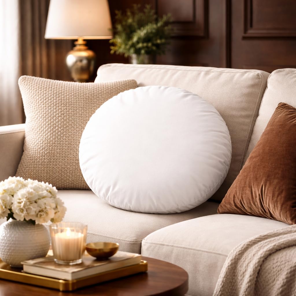 Foamily Round Throw Pillows 32" Premium Pillow Inserts for Couch or Bed Decorative Bedding - Made in USA @ M&A STYLES LTD