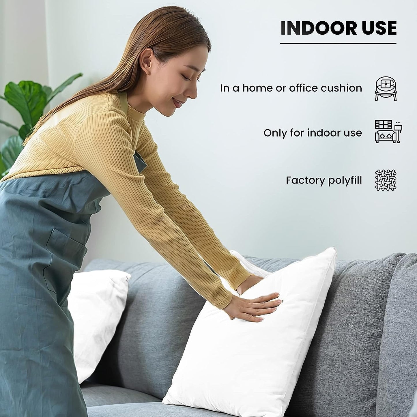 Foamily Throw Pillows Insert - (Pack of 4) Pillow 18" x 18" Inches for Bed and Couch - 100% Machine Washable Cotton Pillow - Indoor Decorative Throw Pillows for Couch & Bed @ M&A STYLES LTD