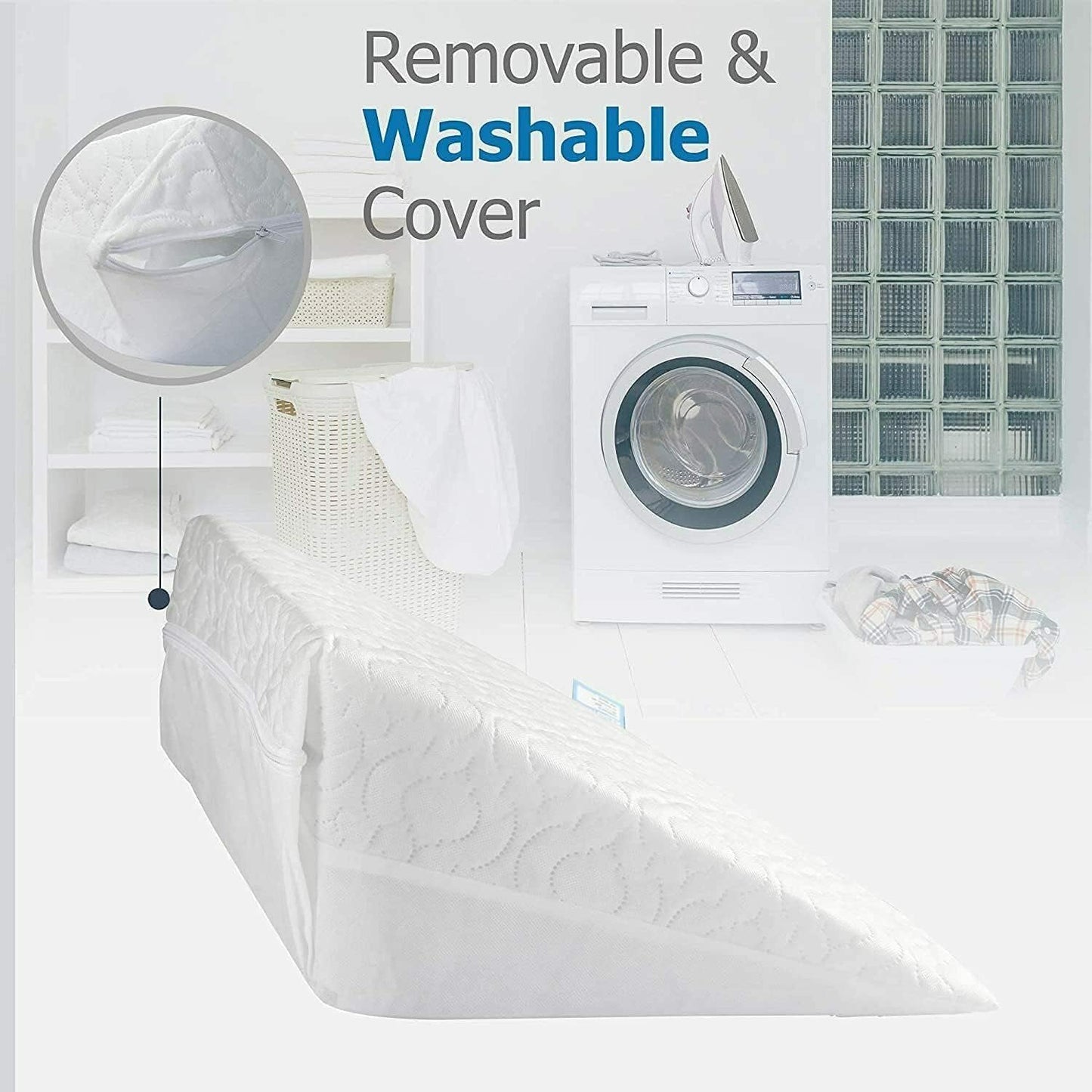 Becky Cameron Large Wedge Pillow Orthopaedic Acid Reflux, Reduce Snoring Back Neck Leg Pain Anti Allergies body positioner, Heartburn, Maternity Pregnancy Support Quilted Washable Zip Cover.
