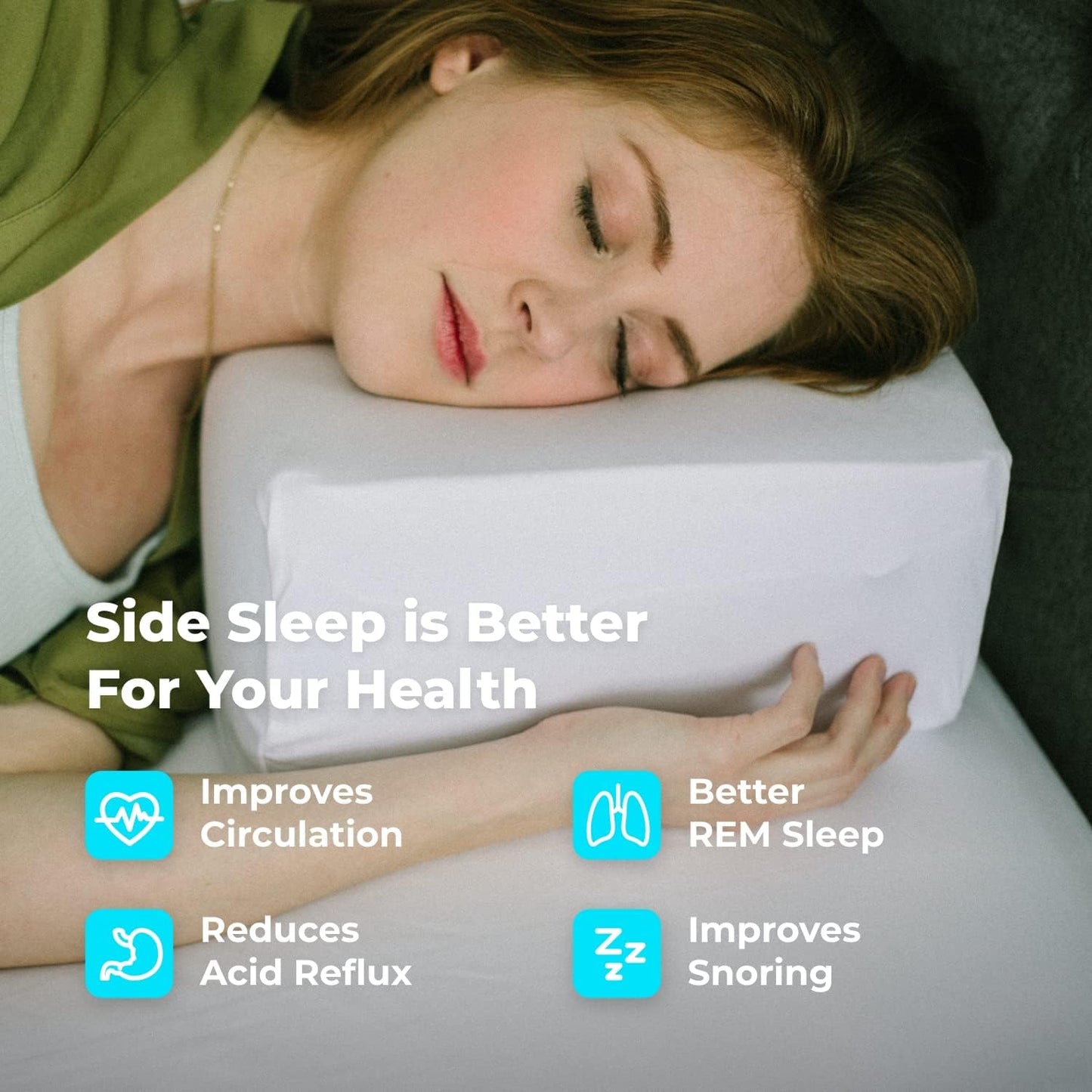 Pillow Cube Sidekick - 5" - Thick Portable, Travel Pillow for Side Sleeping, Soft & Supportive Memory Foam - Fits 5x3"-6x3" -,1 Count (Pack of 1)