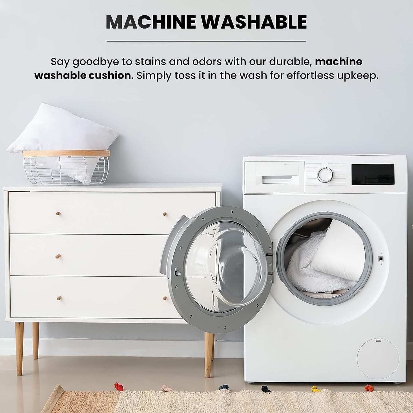 Foamily Throw Pillows Insert - Single Pillow 16" x 16" Inches for Bed and Couch - 100% Machine Washable Cotton Pillow - Indoor Decorative Throw Pillows for Couch & Bed