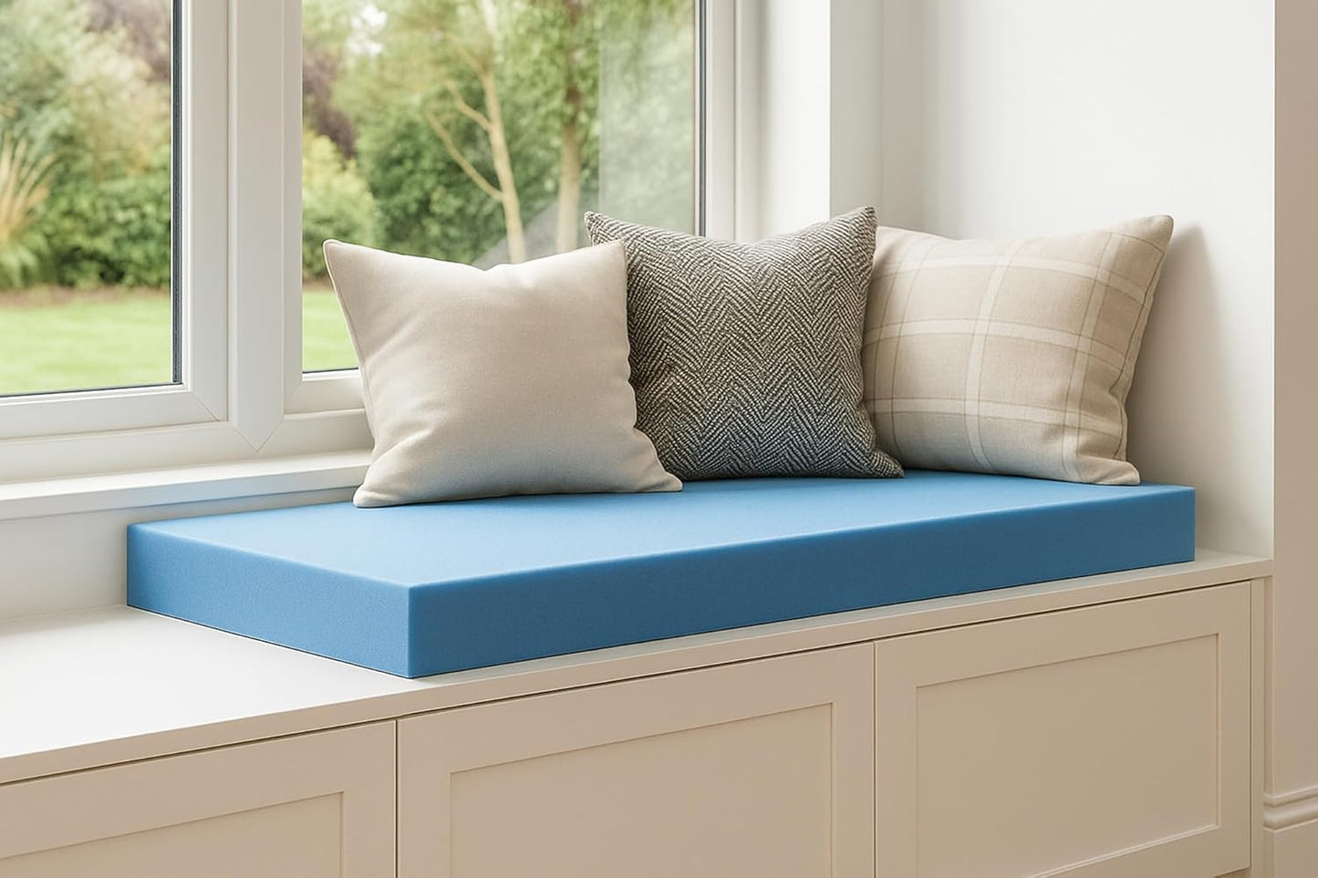 High Density Blue Firm Foam for Cushions, Sofas, Beds, Seats, Campervans, Indoor & Outdoor Padding, DIY - 80 x 30 x 1 Inches