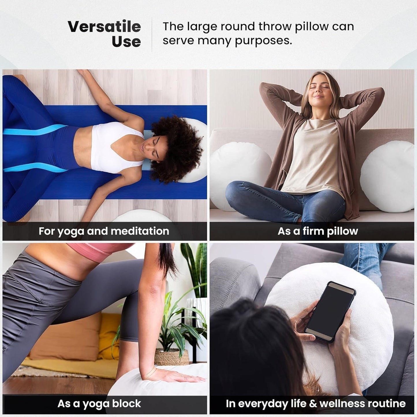 Foamily Round Throw Pillows 32" Premium Pillow Inserts for Couch or Bed Decorative Bedding - Made in USA @ M&A STYLES LTD