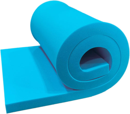 High Density Blue Firm Foam for Cushions, Sofas, Beds, Seats, Campervans, Indoor & Outdoor Padding, DIY - 80 x 30 x 1 Inches
