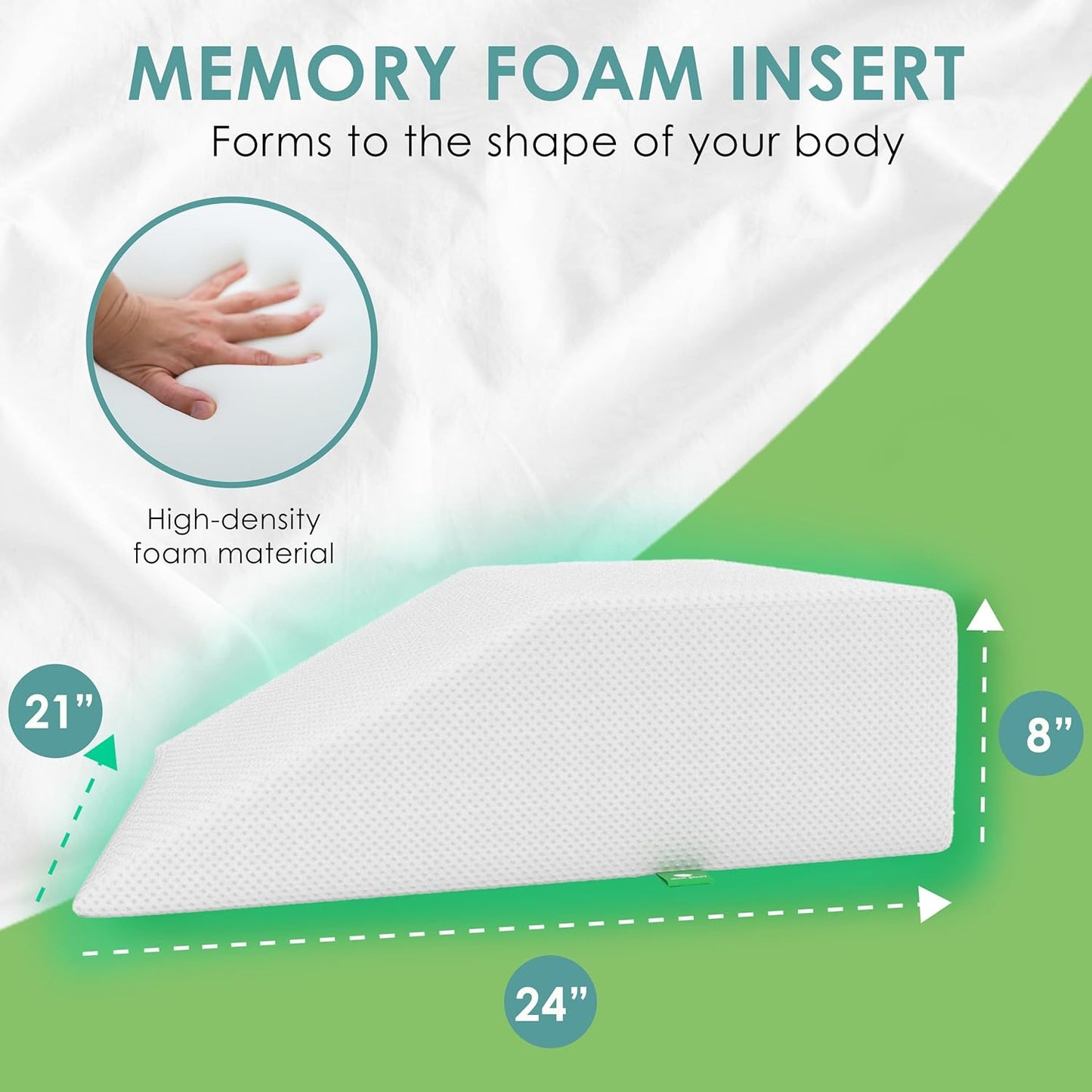 Post Surgery Elevating Leg Rest Pillow with Memory Foam Top - Best for Back, Hip and Knee Pain Relief, Foot and Ankle Injury and Recovery Wedge - Breathable and Washable Cover (White, 8 Inch Elevator)
