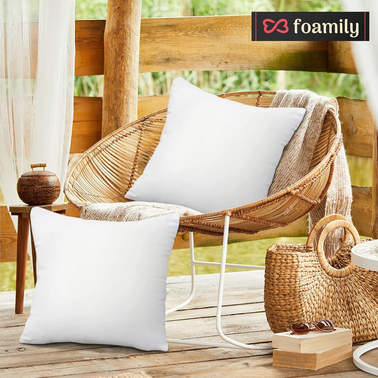 Foamily Set of 4-18 X 18 Premium Outdoor Water Resistant Stuffer Pillow Throw Inserts Sham Square Form, 18" L X 18" W, Standard/White @ M&A STYLE