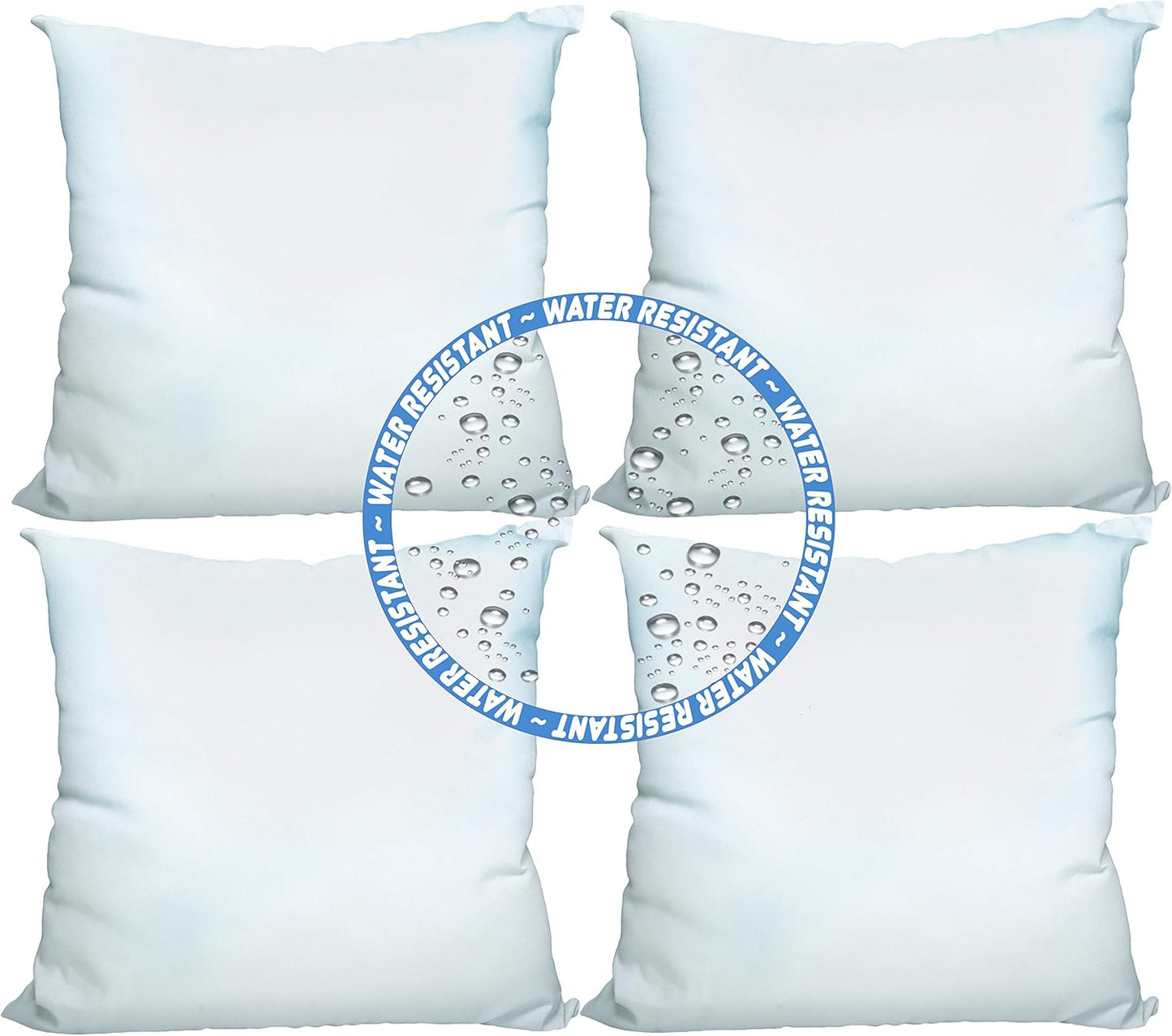 Foamily Set of 4-18 X 18 Premium Outdoor Water Resistant Stuffer Pillow Throw Inserts Sham Square Form, 18" L X 18" W, Standard/White @ M&A STYLE