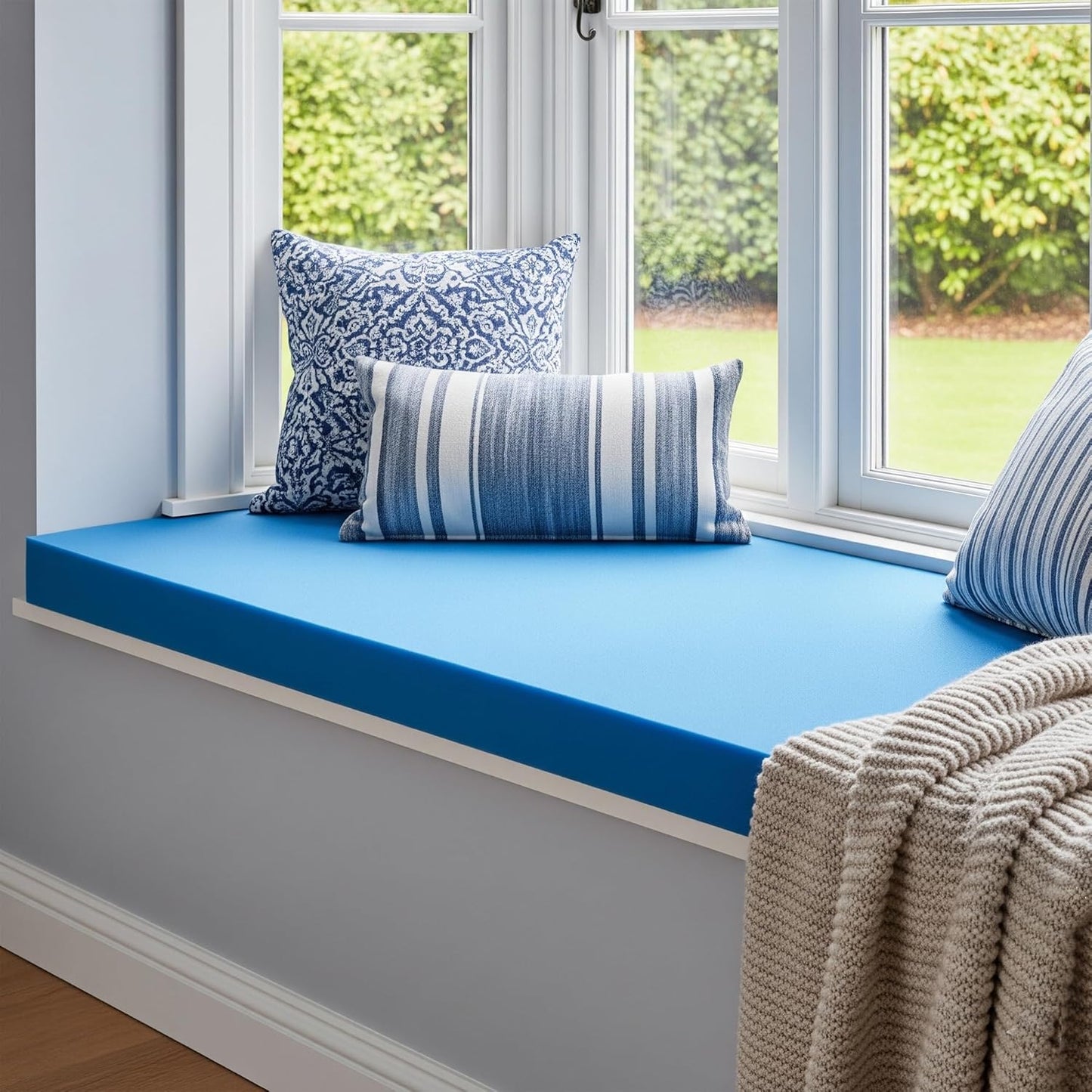 High Density Blue Firm Foam for Cushions, Sofas, Beds, Seats, Campervans, Indoor & Outdoor Padding, DIY - 80 x 30 x 1 Inches